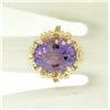 Image 6 : 14k Solid Yellow Gold Rope Frame Large 6.71 ctw Oval Step Amethyst Solitaire Rin