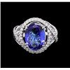 Image 2 : 14KT White Gold 6.77 ctw Tanzanite and Diamond Ring