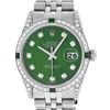 Image 1 : Rolex Mens Stainless Steel Diamond Lugs Green Diamond & Emerald Datejust