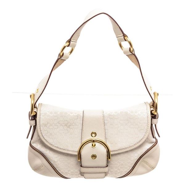 Coach White Mini C Signature Canvas Soho Shoulder Bag