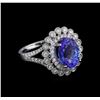Image 1 : 18KT White Gold 3.95 ctw Tanzanite and Diamond Ring