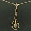 Image 6 : Antique Victorian 10k Yellow Gold Aquamarine Seed Pearl Dangle Pendant Necklace