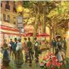 Image 2 : Valery Gromov, "Evening Cafe" Original Oil Painting on Canvas, Hand Signed with