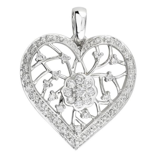 14k White Gold 0.52CTW Diamond Pendant, (I1-I2/H-I)