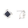 Image 2 : 2.21 ctw Sapphire And Diamond Earrings - 14KT White Gold