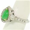 Image 2 : 14k Two Tone Gold Pear Jade & Large Diamond Accents w/ Halo 2.89 ctw Ring