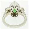 Image 4 : 14k Two Tone Gold Pear Jade & Large Diamond Accents w/ Halo 2.89 ctw Ring