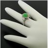 Image 6 : 14k Two Tone Gold Pear Jade & Large Diamond Accents w/ Halo 2.89 ctw Ring