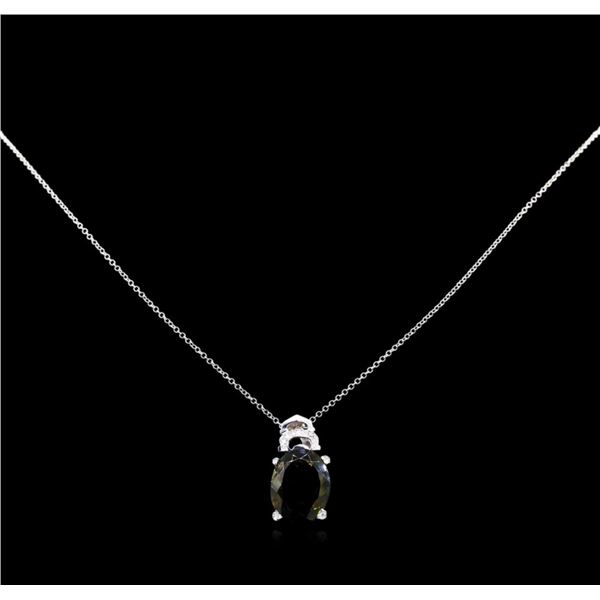 6.58 ctw Tourmaline and Diamond Pendant with Chain - 14KT White Gold
