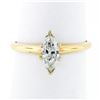 Image 4 : New 14kt Yellow and White Gold 0.41 ctw Marquise Diamond Solitaire Ring