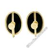 Image 4 : Vintage 14kt Yellow Gold Bezel Set Oval Black Onyx Button Screw-On Earrings