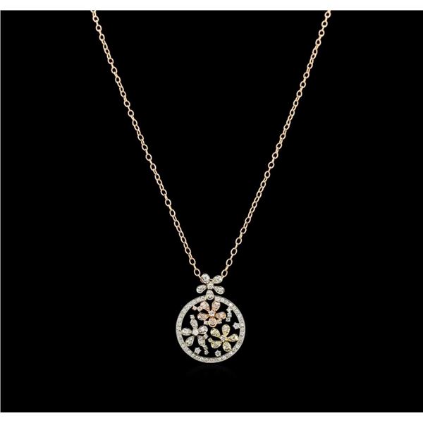 2.01 ctw Diamond Pendant With Chain - 14KT Tri Color Gold