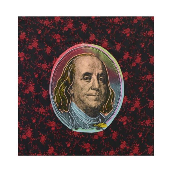 Steve Kaufman (1960-2010), "Old Ben Franklin" Hand Painted Limited Edition Silks