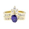 Image 2 : 1.73 ctw Sapphire And Diamond Ring And Band - 14KT Yellow Gold