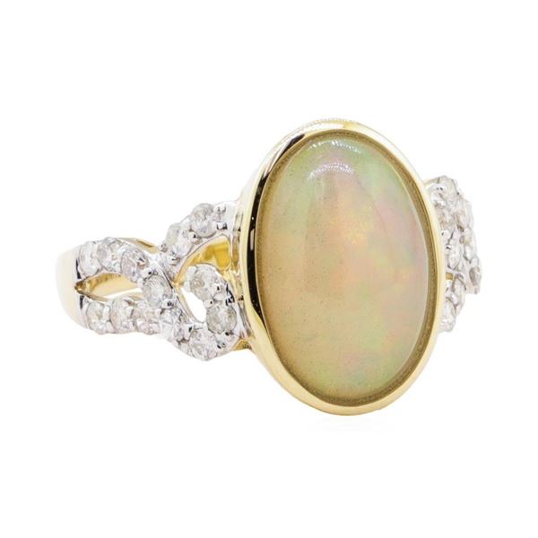 2.44 ctw Opal and Diamond Ring - 14KT Yellow Gold