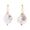 Image 1 : Baroque Coin Pearl Earring - 14KT Yellow Gold Plated