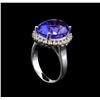 Image 4 : GIA Cert 10.17 ctw Tanzanite and Diamond Ring - 14KT White Gold