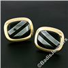 Image 2 : Vintage 14kt Yellow Gold Swivel Cuff Links w/ Hematite Inlaid in Black Onyx