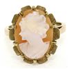 Image 1 : Vintage 14k Yellow Gold Oval Carved Shell Cameo Ring w/ Brushed Finish Frame