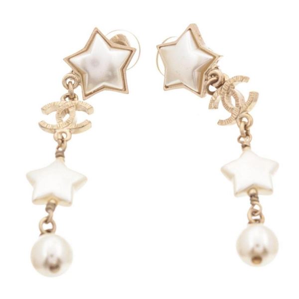 Chanel Gold CC Star Earrings