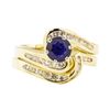 Image 2 : 1.47 ctw Blue Sapphire And Diamond Ring And Band - 14KT Yellow Gold