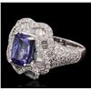 Image 1 : 18KT White Gold 3.35 ctw Tanzanite and Diamond Ring