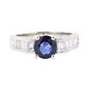 Image 2 : 2.60 ctw Sapphire And Diamond Ring - 18KT White Gold