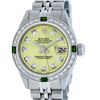 Image 1 : Rolex Ladies Stainless Steel Yellow Diamond & Emerald Oyster Perpetual Datejust