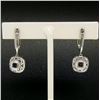 Image 3 : 14k White Gold 4.15 ctw Cushion Tanzanite Dangle Earrings w/ Pave Diamond Halos