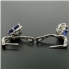 Image 6 : 14k White Gold 4.15 ctw Cushion Tanzanite Dangle Earrings w/ Pave Diamond Halos