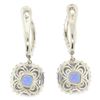 Image 7 : 14k White Gold 4.15 ctw Cushion Tanzanite Dangle Earrings w/ Pave Diamond Halos