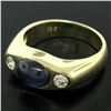 Image 2 : Men's Vintage 18K Yellow Gold 2.90 ctw Cabochon Sapphire & Diamond Band Ring Sz