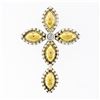 Image 1 : 18K Gold Silver Bead Work Marquise Cross Pendant & Bezel Diamond