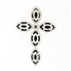 Image 5 : 18K Gold Silver Bead Work Marquise Cross Pendant & Bezel Diamond