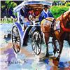 Image 2 : Yana Rafael, "Carriage Ride" Hand Signed Original Painting on Canvas with COA.