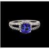 Image 2 : 14KT White Gold 1.47 ctw Tanzanite and Diamond Ring