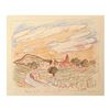 Image 1 : Wayne Ensrud "View of Meursault, Burgundy" Pencil Original Artwork; Hand Signed;