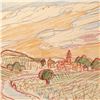 Image 2 : Wayne Ensrud "View of Meursault, Burgundy" Pencil Original Artwork; Hand Signed;