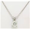 Image 2 : 14k White Gold 0.55 ctw Round F SI1 Diamond Solitaire Pendant w/ Cable Chain