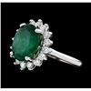 Image 1 : 5.73 ctw Emerald and Diamond Ring - 14KT White Gold