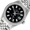 Image 1 : Rolex Mens Stainless Steel Black Baguette Diamond 36MM Datejust Wristwatch