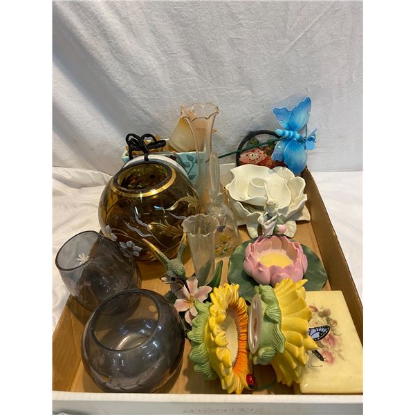 Vases, candle holders, some party lite