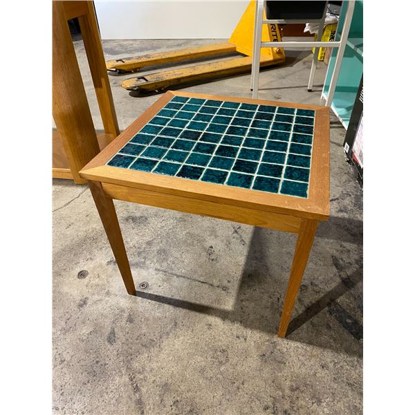 Teak and tile side table