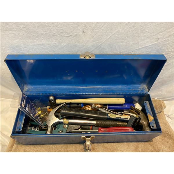 Blue tool box and contents