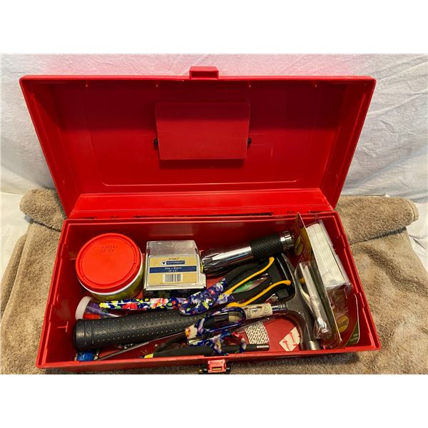 Red container and contents