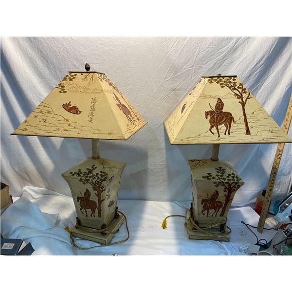 2 Tin Lamps with Tin shades