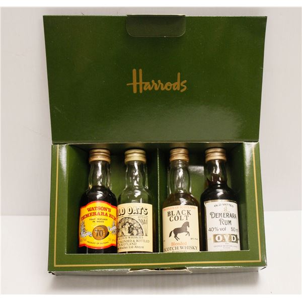 4 X 50ML BOTTLES HARRODS LONDON SET WHISKY 40%