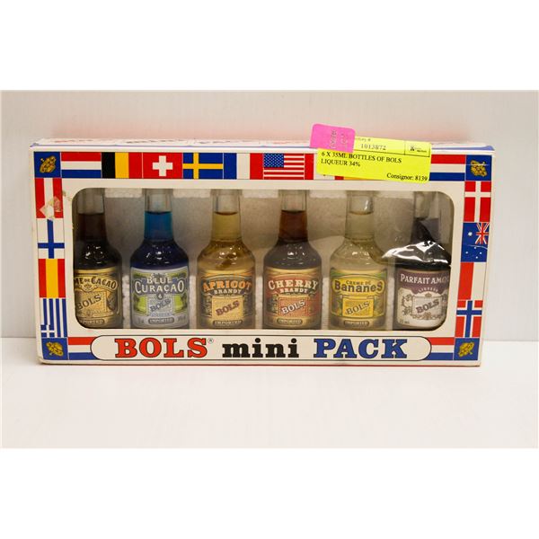 6 X 35ML BOTTLES OF BOLS LIQUEUR 34%