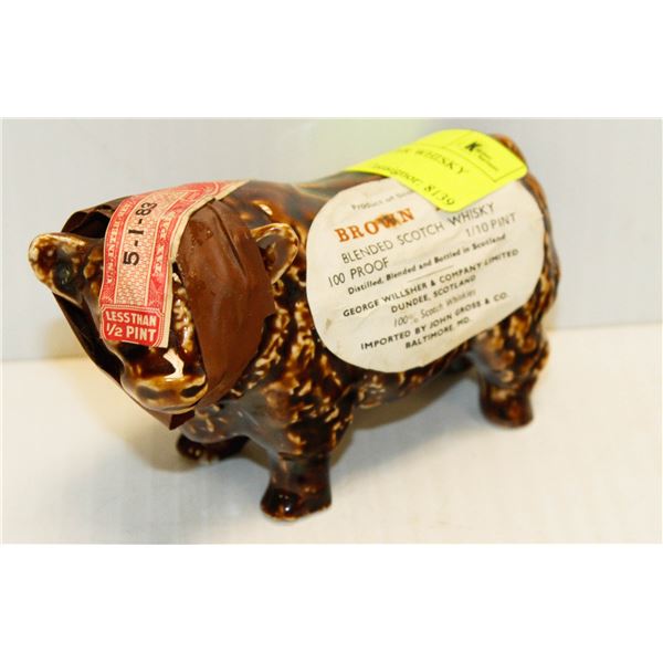 BROWN BULL DECANTER WHISKY 1/10PINT 100%