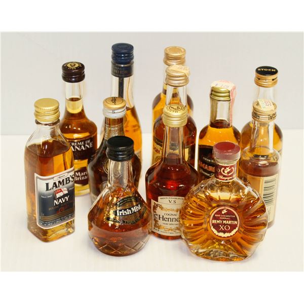 BAG WITH 12 ASSORTED 1OZ LIQUOR BOTTLES ASSORTED ALCOHOL %